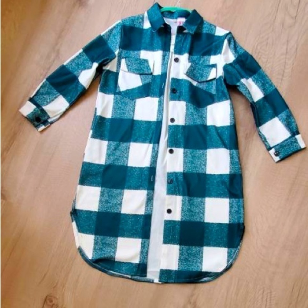 NWOT Brushed Twill Green Buffalo Plaid Shacket